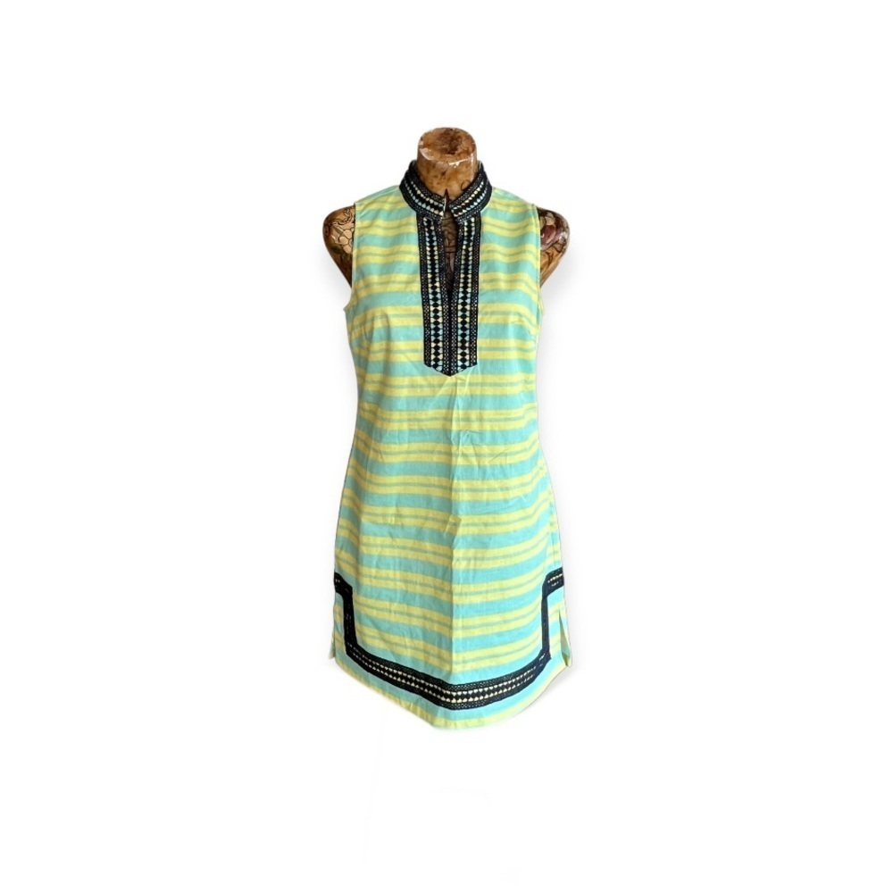 Sail to Sable STS dress sleeveless cotton blend medium green black